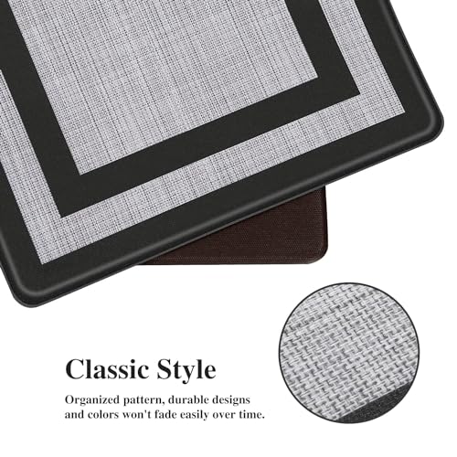 Mattitude Kitchen Mats Set of 2,Cushioned Anti-Fatigue Non-Skid Rug Sets Ergonomic Comfort Standing Mat for Kitchen, Floor, Office, Sink, Laundry, Black and Gray - color: Black Frame, size: 17.3" x 47 "+ 17.3" x 29 "--0.40 inches