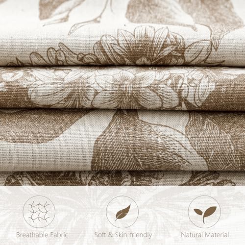 Foindtower Set of 2 Linen Floral Vintage Throw Pillow Covers Neutral Accent Decorative Cushion Covers Farmhouse Boho Home Decor for Sofa Chair Couch Bedroom Living Room,18×18 Inch,Light Brown - color: Light Brown, size: 18" x 18" (Pack of 2)