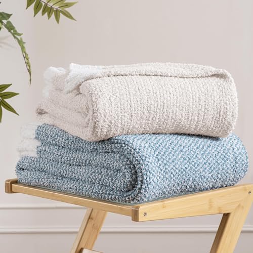 Exclusivo Mezcla Checkered Knit Throw Blanket, Ultra Soft and Warm Reversible Woven Blankets, Cozy Snuggly Throw for Couch Bed and Home Decor, Heather Camel, 50"x60" - color: Heather Camel, size: Throw (50"x60")