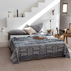 MEJU Indian Boho Muslin Lightweight Summer Blanket for Bed Sofa Couch, 100% Combed Cotton 3 Layer Soft Warm Quick Dry Throw Blanket Bed Coverlet Sheet (Boho, Twin 60 in X 80 in - color: Boho, size: Twin 60 in x 80 in