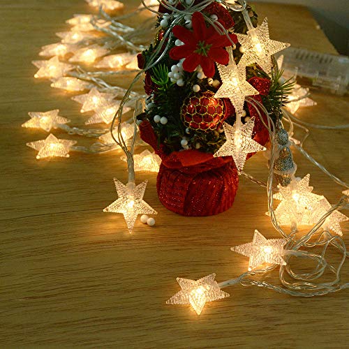 25ft 50 LED Multicolor Star String Lights for Bedroom Decorations, Battery Operated Led Christmas Lights for Apartment Dorm Room Decor(Remote/Timer/Warm White Multicolor Combination) - color: Multicolor