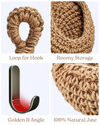 6 Pack Boho Wall Hanging Fruit Baskets, Kitchen Hanging Fruit Basket with 6 Pcs Hooks, Handwoven Teardrop Home Storage for Fruits, Vegetable, Potato