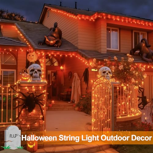 Extra-Long 144FT Solar String Lights for Outside, 2 Pack 400LED Solar Fairy Lights Outdoor Waterproof, Copper Wire with 8 Modes Solar Twinkle Lights for Tree Garden Party Xmas Wedding Decor (Orange) - color: Orange, size: 2 Pack-400LED