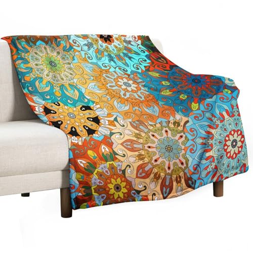 Mandala Flower Blanket,Rustic Colorful Bohemian Indian Hippie Abstract Mandala Flower Blossom Plant Print Blanket for Couch Sofa Bed Decorative Gifts 30x40 - color: Blanket-13, size: 30"x40"