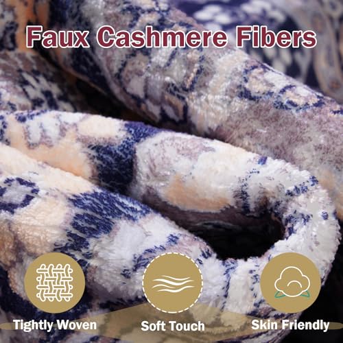 HOMORE Entryway Rug 2x3 Small Rugs for Bedroom, Navy Blue Floral Faux Wool Non Slip Washable Low Pile Indoor Doormat for Entance Kitchen Bedside, Accent Rugs for Room Decor - color: Navy Blue, size: 2' x 3' (Rectangular)