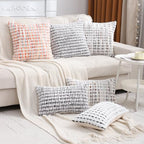 LUOYEHK Boho Throw Pillow Covers 12x20 Inch Set of 2 Chenille Tufted Pillowcase Farmhouse Neutral Cushion Covers for Couch Sofa Bed Living Room, Black Gray - color: Black Gray, size: 20" x 12" (Pack of 2)