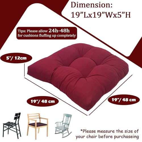 MTMR Outdoor Chair Cushions Set of 2, Water-Repellent 19”X19” Patio Chair Cushions with High Elasticity PP Cotton, No Fading Tufted Patio Furniture Cushions, Thick Seat Cushions for Outdoor Furniture - color: Burgundy