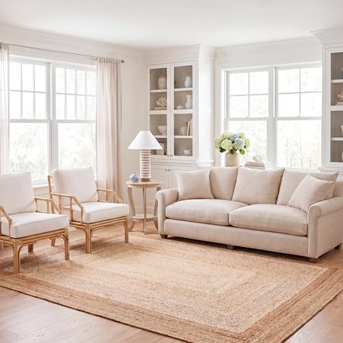 SAFAVIEH Area Rug 8x10 - Natural Fiber Collection - Large - Natural & Ivory, Handmade Jute, Boho Farmhouse Style, Ideal for Living Room, Bedroom, Dining Space (NF885B) - size: 8' x 10' (Rectangular)