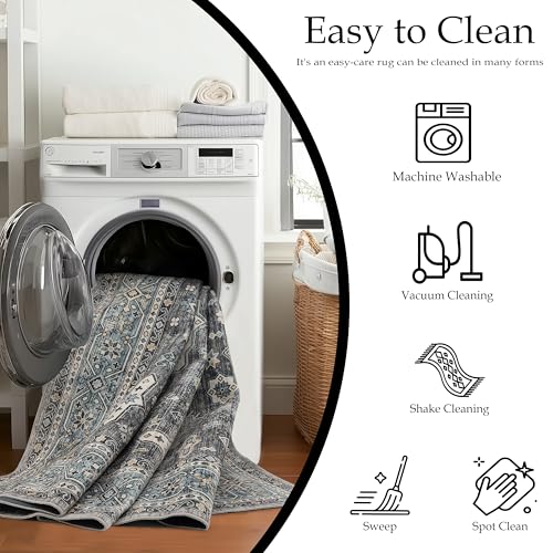 Ruaruarug Washable Area Rug 2x3, Silver | Ultra Soft, Non Slip, Stain & Fade Resistant, Pet & Kids Friendly, High Traffic Areas - color: Silver, size: 2' x 3' (Rectangular)