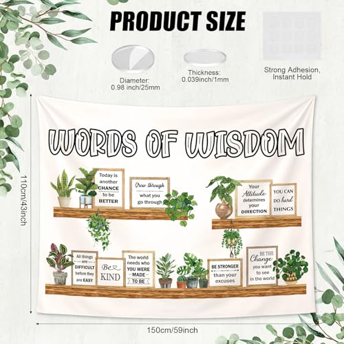 Tiamon Motivational Tapestry 5 x 4 ft Inspirational Classroom Wall Decorations Positive Affirmations Tapestry Backdrop Banner for School Office Home Bedroom Living Room Dorm Wall Decor (Greenery) - color: Beige, size: 11.8"L x 9.8"W, style: Greenery
