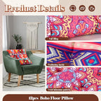 Nuogo 12 Pcs Bohemian Floor Cushions Bulk 15 Inch Boho Floor Sitting Meditation Pillows Yoga Mandala Meditation Pouf for Living Room Balcony Office Tatami(Square) - color: Square