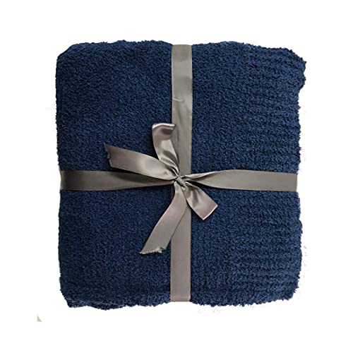 JOOJA Navy Blue Throw Blanket for Bed, Super Soft Knit Blankets, Cozy Fleece Fuzzy Fluffy Plush Chenille Throws Blanket for Couch, Sofa, 60 x 80 inches - color: Navy Blue, size: 60x80