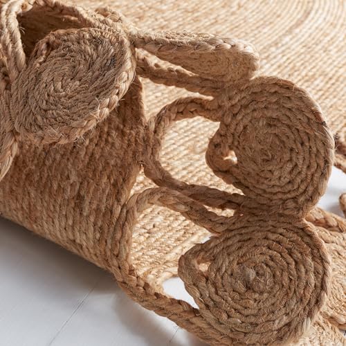 SAFAVIEH Natural Fiber Round Collection 5' Round Natural NFB252A Handmade Boho Country Charm Jute Area Rug - size: 5' (Round)