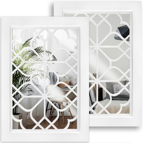 Wocred Set of 2 Rectangular Wall Mirror,White Color Entry Mirror for Bathroom Renovation,Bedrooms,Living Rooms and More(11”x15”) - color: White, size: 11x15 inch - 2 PCS