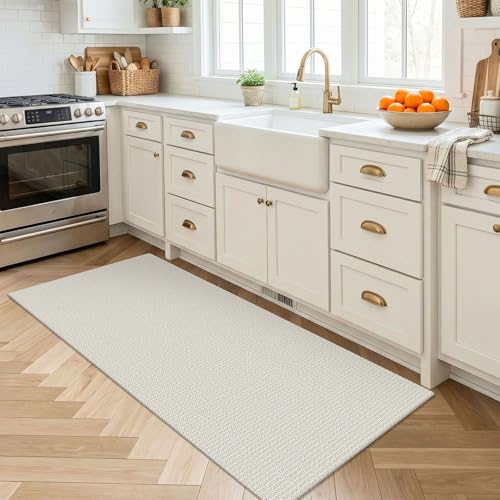 EARTHALL Washable Runner Rug 2x4 Ft Non Slip Runners for Hallways Cotton Rubber Backed Entryway Runner Braided Indoor Floor Runners Carpet for Entryway, Hallway, Kitchen, Bedroom, Cream/Grayish - color: Cream/Grayish, size: 2' x 4' (Runner)