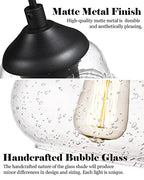 ELYONA 8 Inch Globe Pendant Light Bubble Glass Industrial Kitchen Island Hanging Pendant Light Fxiture Modern Hand Blown Seeded Glass for Farmhouse Dining Room Bar Bedroom Living Room Black - color: Black