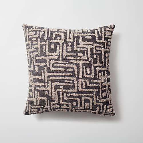 Woven Jacquard Throw Pillow Cover, Pack of 1 Geometric Pattern Textured Decorative Cushion Covers for Sofas, Couches, Fade Resistant Pillow for Sofa & Couch, Gilda, Anthracite, 18x18 Inch - color: Anthracite