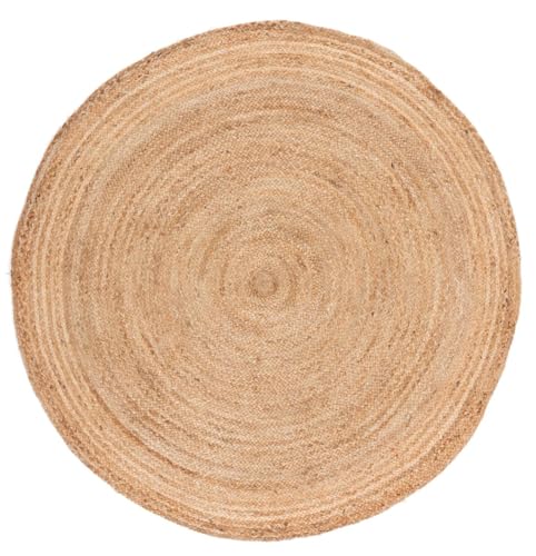 SAFAVIEH Area Rug 3' Round - Cape Cod Collection- Natural Brown, Handmade Braided Flat Weave Jute (CAP252A) - size: 3' (Round)