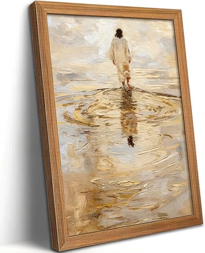 LBTZEVIR Framed Christian Wall Art Jesus Walking on Water Canvas Print Religious Home Decor for Living Room, Bedroom, Church 16x12 Inch - color: Scripture 2, size: 16"L x 12"W