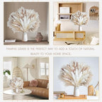96PCS Natural Dried Pampas Grass Boho Home Decor Bouquet Phragmites Dried Flowers Bouquet for Wedding Floral Arrangements Living Room Decorations (96PCS) - size: 96 Pcs
