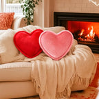 Roowest 2 Pack Valentine's Day Velvet Heart Pillows Soft Decorative Cute Love Fringe Throw Pillow Back Cushion for Girls Women Bed Sofa Couch Living Room Home Decor Wedding Gift(Red Pink)