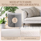 Grey Round Ottoman Foot Rest Stool – Modern Boucle Fabric Footstool with Soft Foam Filling, Lightweight Pouf for Living Room, Bedroom, Home Office – Neutral Grey - color: Grey