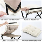 15" Foldable Foot Stool Ottoman with Metal Frame - Washable Faux Fur Beige Upholstered Indoor/Outdoor Footrest for Living Room, Bedroom, Patio - Space-Saving Compact Design - color: Fleece-beige