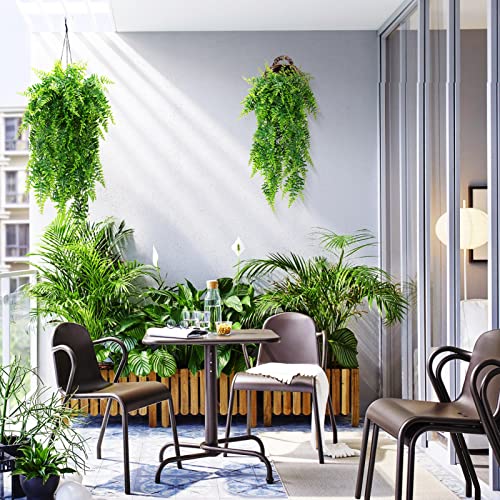GBESTWOOW Fake Fern Artificial Hanging Ferns Outdoor Faux Hanging Greenery Plant Indoor UV Resistant Plastic Plants for Wall, Wedding Party, Holiday Decor-2Pcs - size: 32in