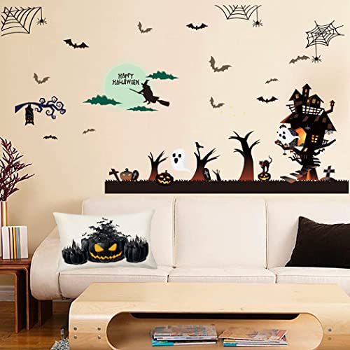 Halloween Pumpkin Pillow Covers Cotton Linen Jack-o-Lantern with Bat Magical Fire Throw Case Decorative Cushion Cover 12''x20'' Black Evil Wicked Waist Pillowcases (E-450) - color: Black Jack-o-lantern