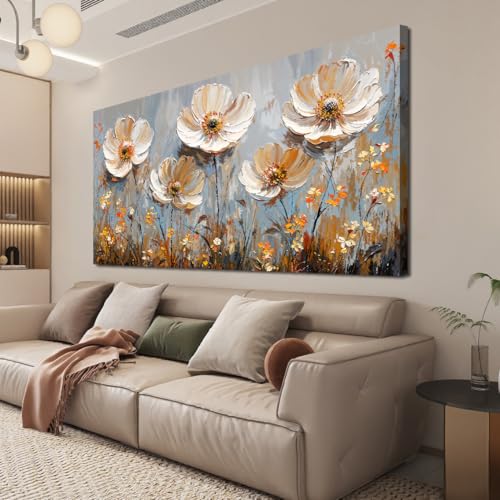 Canvas Wall Art Decor Art Work for Wall Decor Vintage Gold Wall Art Prints Wall Art Pictures for Living Room Nature Flower Wall Art Decorations Field Artwork for Walls Bedroom Office Decor 20" X 40" - color: XY-01G, size: 40"L x 20"W