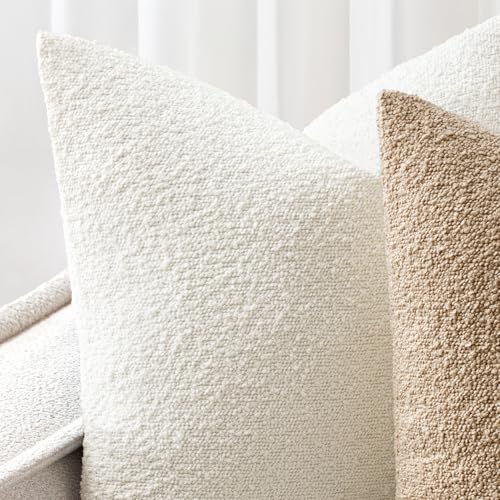 Pack of 2 12x20 Inch Decorative Boucle Throw Pillow Covers Textured Lumbar Pillowcaes Accent Solid Cozy Soft Cushion Covers Home Decor for Bed Sofa Couch Living Room Chair,White - color: White, size: 20" x 12" (Pack of 2)