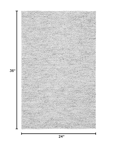 SAFAVIEH Natura Collection Accent Rug - 2' x 3', Light Grey & Ivory, Handmade Wool Blend, Textured Design, Ideal for Hallway, Bedroom, Foyer (NAT620G) - color: Light Grey/Ivory, size: 2' x 3' (Rectangular)