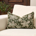Yangest Flower Pillow Cover 12 x 20 Inches, Nature Chenille Rectangle Throw Pillow Cover Soft Luxury Neutral Accent Couch Pillow Cover for Living Room Bedroom, Green - color: Green, size: 20" x 12" (Pack of 1)