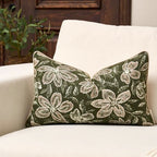 Yangest Flower Pillow Cover 12 x 20 Inches, Nature Chenille Rectangle Throw Pillow Cover Soft Luxury Neutral Accent Couch Pillow Cover for Living Room Bedroom, Green - color: Green, size: 20" x 12" (Pack of 1)