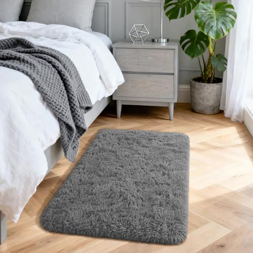Merelax Soft Modern Indoor Shaggy Area Rug for Bedroom Livingroom Dorm Kids Room Home Decorative, Non-Slip Plush Fluffy Furry Fur Rugs Comfy Nursery Accent Floor Carpet 2x3 Feet, Charcoal - color: Charcoal, size: 2' x 3' (Rectangular)
