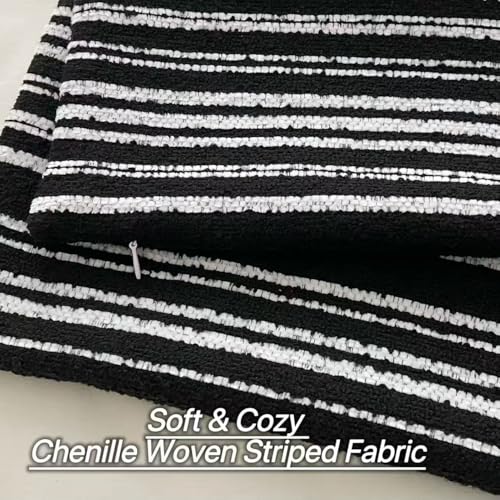 Slow Cow Boho Chenille Textured Woven Stripe Throw Pillow Covers 18 x18 Cushion Cover Black Pillow Cover Pillowcase - color: Black, size: 18" x 18" (Pack of 1)
