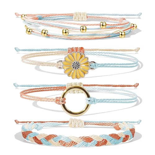 choice of all String Bracelets for Women Boho Wave Surfer Beach Wear Cute Bracelets Set Summer Friendship Jewelry Accessories Beach Stuff - color: A2:orange beach surfer bracelets
