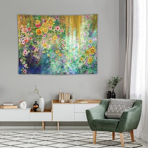 Houselerax Floral Tapestry, Colorful Abstract Flower Blossom Ivy Wall Hanging Tapestry Botanical Nature Printed Tapestry for Bedroom Living Room Dorm, 40"x30" - color: Watercolor Floral-11, size: W40xL30in