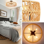Hamilyeah 20 inch Boho Flush Mount Ceiling Light Fixture, Rattan Ceiling Light Fixture with 4 Light,Woven Light Fixtures Ceiling Mount for Living Room, Bedroom, Kitchen - color: 20INCH Semi Ceiling Light