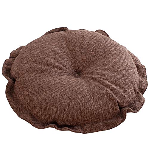 vctops Boho Soft Round Floor Pillow Cushion with Ruffles, Cotton Linen Print Chair Pad Tatami for Meditation, Yoga, Living Room, Balcony (Coffee,16"x16"x4") - color: Coffee, size: 16"x16"x4"/43x43x10cm