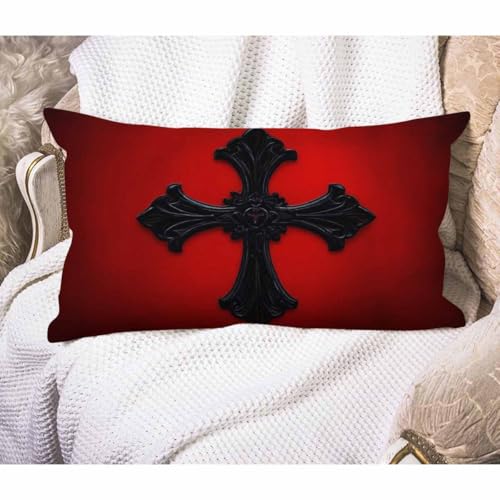 EKOBLA Black Look Medieval Lumbar Throw Pillow Cover Red Velvet Black Gothic Cotton Linen Throw Waist Pillow Case Decorative Cushion Cover Pillowcase Sofa Lumbar 12x20 Inches - color: Multi-bs09, size: 20" x 12" (Pack of 1)