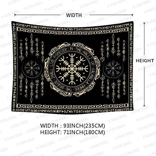 F-FUN SOUL Nordic Vikings Tapestry, Large 93x71inches Soft Flannel, Vegvsir Symbol Amulet Celtic Rune Scandinavian Aesthetic Mythology Tapestry Wall Hanging for Bedroom Living Room Decor GTZYFS1742 - color: Vegvsir, size: 93"L x 71"W