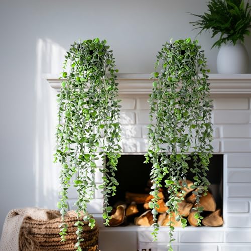 Artificial Hanging Plant 2 Pcs Faux Plant Ivy Vine Faux Eucalyptus Vines Fake Potted Greenery for Wall Living Room Home Shelf Office Bathroom Outdoor Indoor Decor (Type 6) - color: Type 6