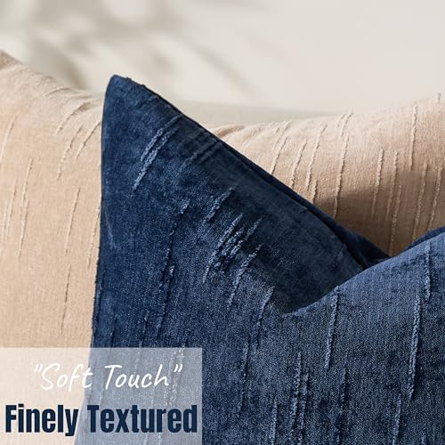 Set of 2 Summer Decorative Throw Pillow Cover 16x16, Solid Farmhouse Neutral Cushion Covers with Hidden Zipper, Soft Textured Throw Pillows for Bedroom Living Room Couch, Blue - color: Blue, size: 16" x 16" (Pack of 2)