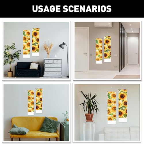PLIGREAT 2 Pack Vertical Sunflower Wall Tapestry for Bedroom, Yellow Flower Tapestry with Tassels Aesthetic Wall Hanging for Living Room Bedroom Long Narrow Art Decor, 52" x 13" - color: yellow,green