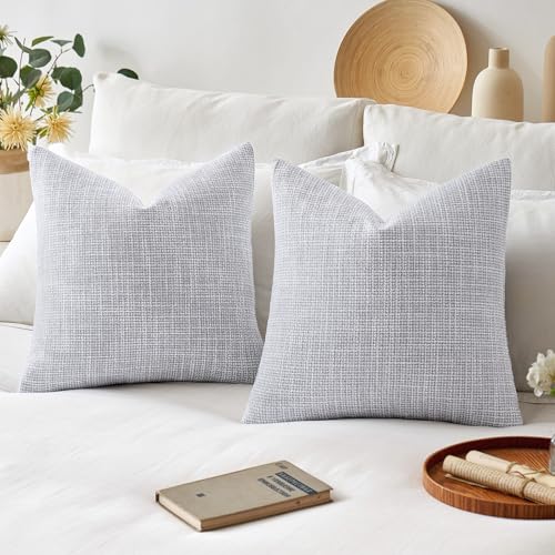 MIULEE Burlap Linen Spring Throw Pillow Covers 20x20 Inch Set of 2 Blue Grey Decorative Pillows Modern Farmhouse Pillowcases Soft Accent Cushion Covers for Couch Sofa Bedroom Livingroom Home Decor - color: Blue Grey, size: 20" x 20" (Pack of 2)