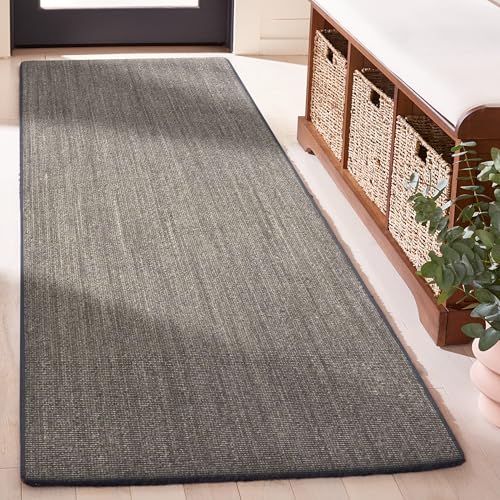 Martha Stewart x SAFAVIEH Area Rug Collection - 2'3" x 10' Runner, Charcoal, Sisal & Jute, Farmhouse Style, Ideal for Living Room, Foyer, Bedroom, Hallway (MSR9501F) - color: Charcoal, size: 2'3" x 10' (Runner)