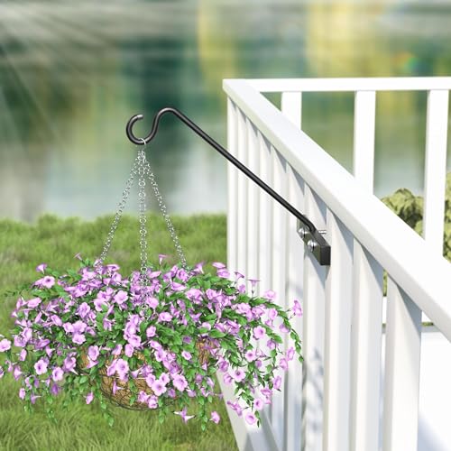 12-Inch 2 Pack Deck Bird Feeder Hanger for Railing, Outdoor Decor Plant Hanger, Balcony Railing Hook - 22LB Capacity - for Hanging Plants, Bird Feeders, Lanterns, Wind Chimes - size: 12 inch 2 Pack