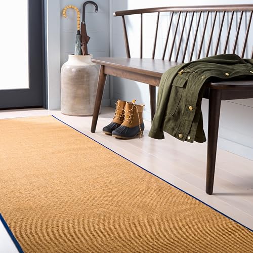 Martha Stewart SAFAVIEH x Collection Area Rug - 2'3" x 8' Runner, Natural & Navy, Sisal & Jute, Ideal for Living Room, Hallway, Foyer, Entryway, Bedroom (MSR9501D) - color: Natural/Navy, size: 2'3" x 8' (Runner)