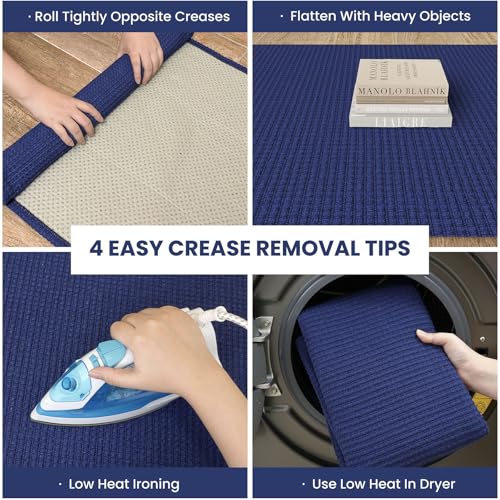 IOHOUZE Small Area Rug 2x3 Washable Woven Rugs for Entryway Non Slip Rubber Backed Front Door Rugs Indoor Doormat Throw Rug Floor Carpet for Entrance Kitchen, Royal Blue/Navy - color: Royal Blue/Navy, size: 2' x 3' (Rectangular)